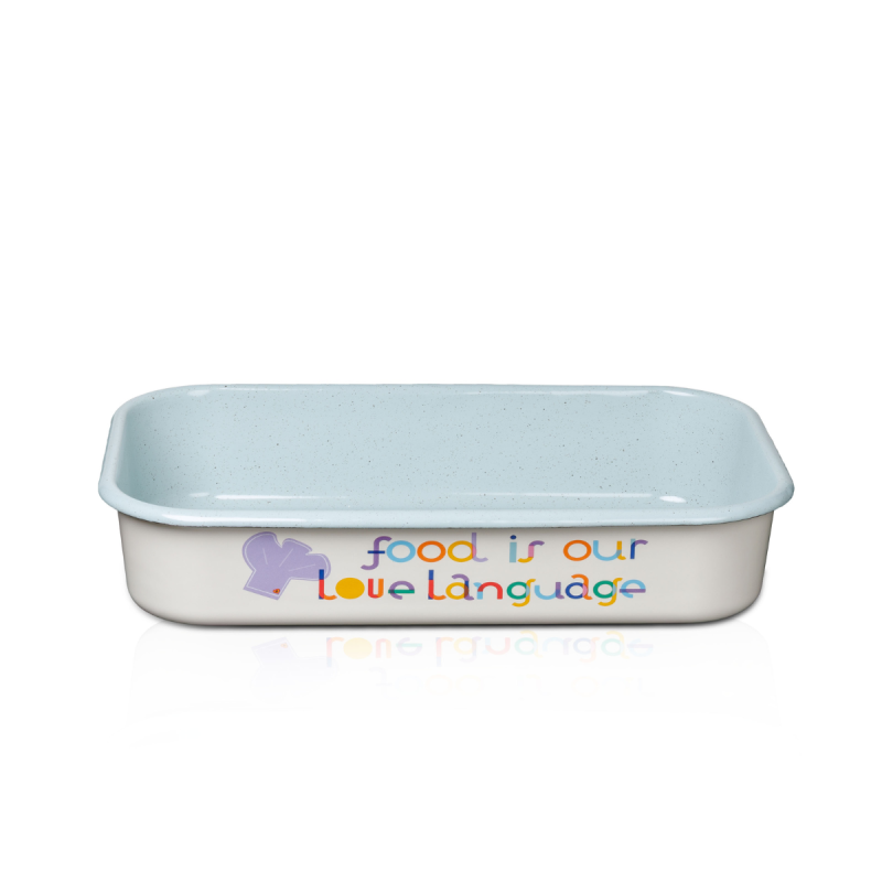 Metalac četvrtasti pekač FOOD IS OUR LOVE LANGUAGE 32cm/3,7lit