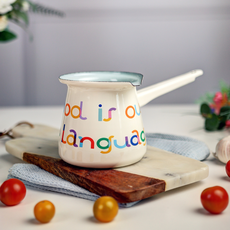 Metalac džezva FOOD IS OUR LOVE LANGUAGE za 7 kava