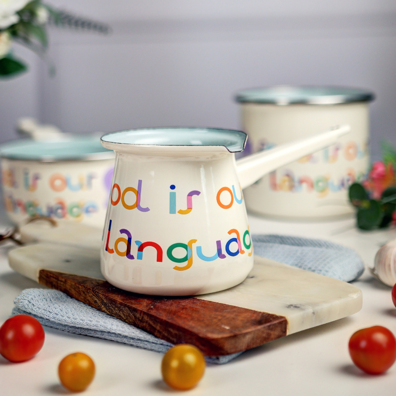 Metalac džezva FOOD IS OUR LOVE LANGUAGE za 7 kava