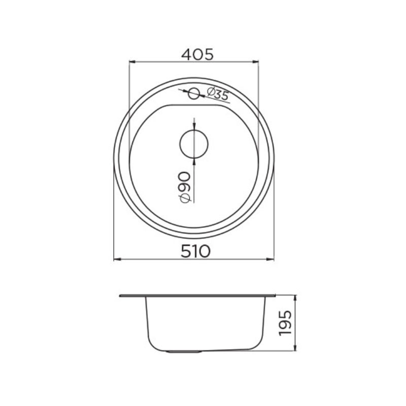 Metalac granitni usadni sudoper xVenera crna E510 ø90