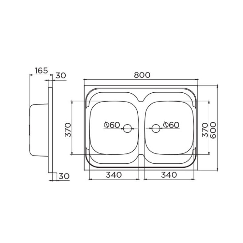 Metalac inox nasadni sudoper Standard 2D Ø60