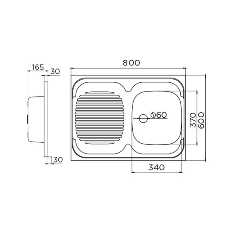 Metalac inox nasadni sudoper Standard D Ø60