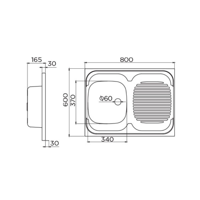 Metalac inox nasadni sudoper Standard L Ø60