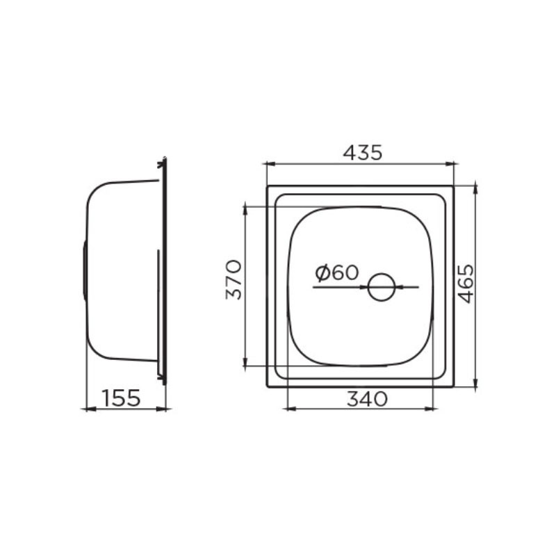 Metalac inox usadni sudoper Quadro ø60