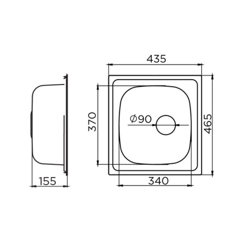 Metalac inox usadni sudoper Quadro ø90