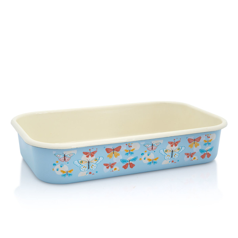 Metalac četvrtasti pekač LEPTIRIĆI PLAVI 32cm