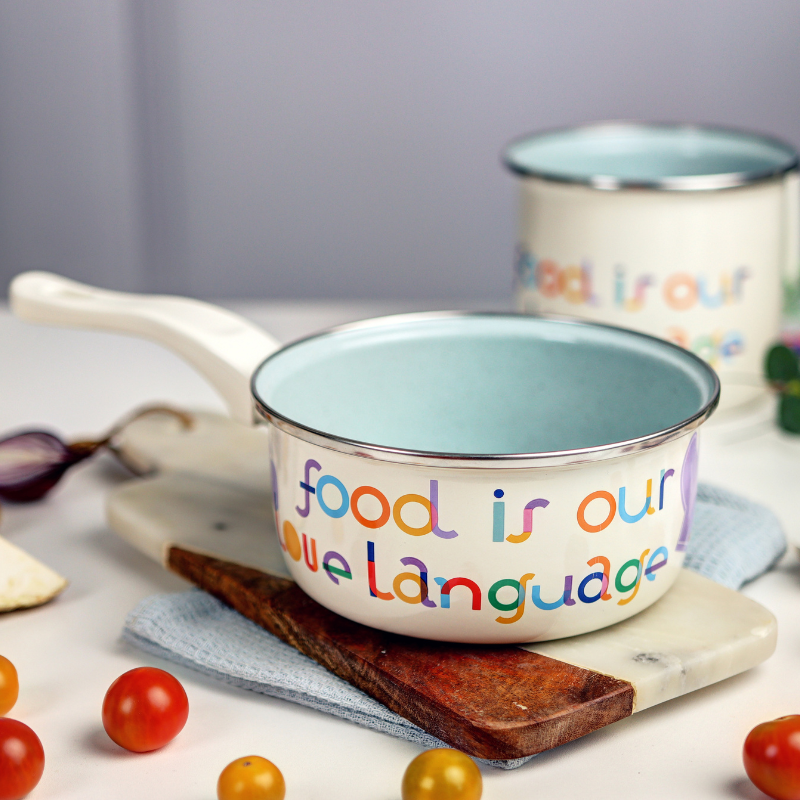 Metalac posuda sa ru?kom FOOD IS OUR LOVE LANGUAGE 16cm/1,5lit