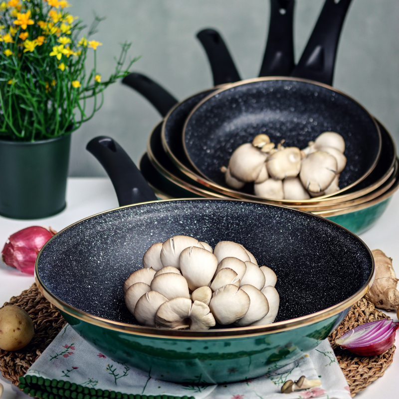 Metalac wok tava GRANIT INDUCTION GREEN GOLD 28cm